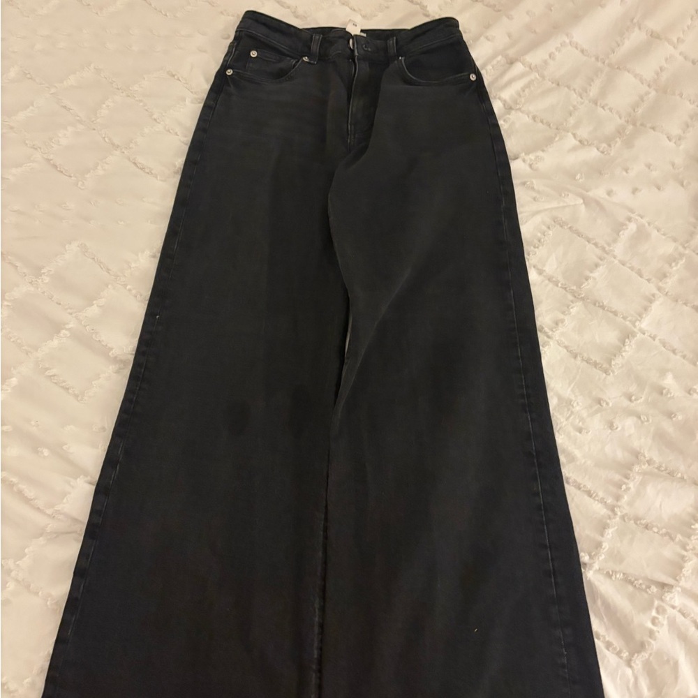 H&M Dark Charcoal Wide-Leg Jeans